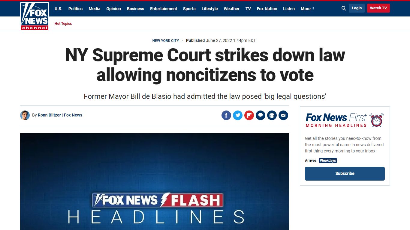 NY Supreme Court strikes down law allowing noncitizens to vote